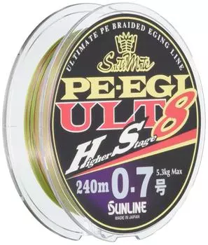 SUNLINE PE Line Salt Mate PE Egi ULT HS8 240m 8 pieces Light Green No. 0.7 5.3kg White, Pink,