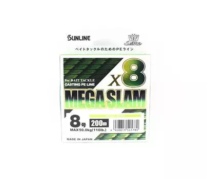 Sunline PE Line X8 Mega Slam Casting 200 м PE 8 110 фунтов лаймово-зеленый (5780) зеленый лайм