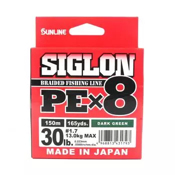 Sunline PE Line X8 Siglon 150M PE 1,7 30 фунтов темно-зеленый (1793) темно-зеленого