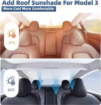 Sunshade Roof for Tesla Model 3 2025 No-Sag Design Roof Sun Shade for Tesla Model 3 Highland Accessories чёрный
