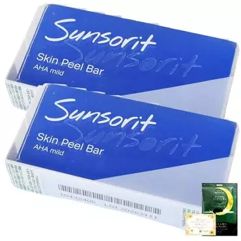 Sunsolit Skin Peel Bar AHA Мягкий пилинг для умывания лица 135 г В комплекте с оригинальной открыткой с посланием и солями для ванн + [Набор 2] синий