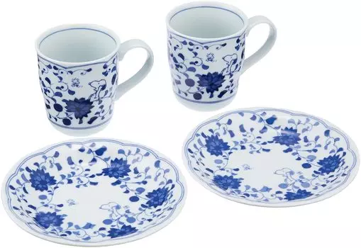 Sunuupii Indigo Arabesque Mug Cake Pair Set Cosmetic 630744 & In Box