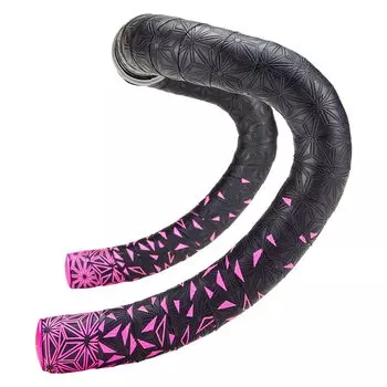 Supacaz Super Sticky Kush Bar Tape Star Fade Neon Pink with Pink Star Plugs - -