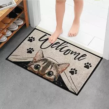 Super Absorbent Bath Mat Four Cats Living Room Rugs Entrance Doormat Home Balcony Decor Prayer Rug Non-slip Kitchen Door Mats Su 40cmx60cm