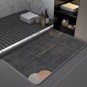 Super Absorbent Diatom Mud Bath Mats Modern Non-Slip Bathroom Bathtub Mat Quick-Drying Floor Mats Easy-cleaning Toilet Foot Pad 40x60cm 16x23inch