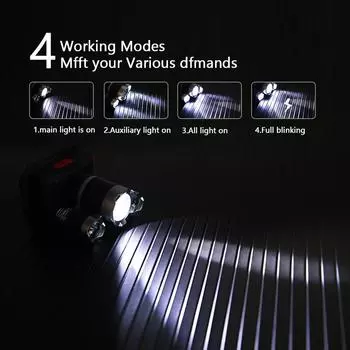 Super Bright 5LED Sensor Headlamp Built-in Battery USB Rechargeable 4 Lighting Modes Head Flashlight Outdoor Fishing Head Light