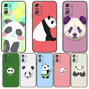 Super Cute Panda For Xiaomi Redmi Note 10S 10 9T 9S 9 8T 8 7S 7 6 5A 5 Pro Max Soft Black Phone Case Redmi Note 10 5G
