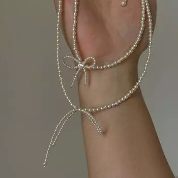 Super Fairy Zircon Bow Fringed Necklace Female Niche Design Sense French Retro Personality Versatile Neck Chain Collarbone Chain