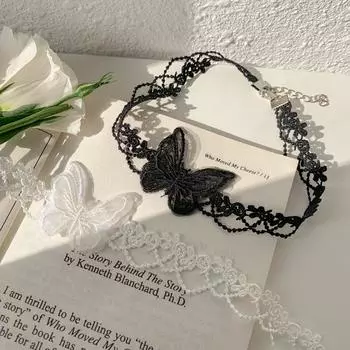 Супер фея, цепочка на ключицу, холодный ветер, трехмерное ожерелье-бабочка, нишевый дизайн, воротник, женский шейный ремешок, прилив чёрный