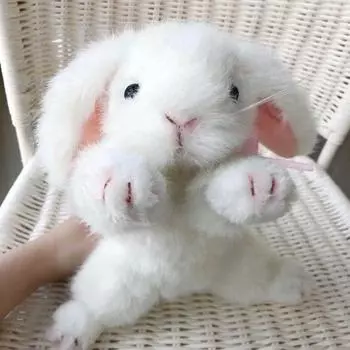 Super High Quality Simulation Plush White Rabbit Lifestyle Rex Bunny Neck Bow Home Decor Girl Room Decor Stuffed Animal Doll about 26cm
