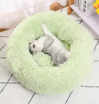 Супер кровать для кошек, теплое спальное кошачье гнездо, мягкий длинный плюш, лучшая кровать для собак, корзина для собак, подушка для кошачьей кровати, кошачий коврик, животные, спящие 40cm белый