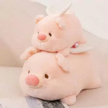 Супер милый ангел свинья плюшевая кукла лежащая свинья мягкая игрушка аниме животное плюшевая подушка объятия комната декор для детей рождественский подарок на день рождения 20cm