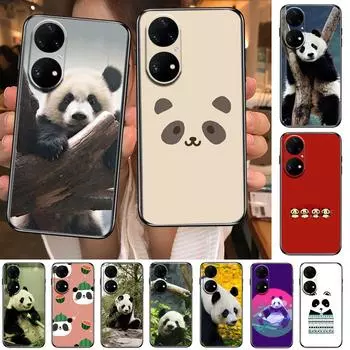 Супер милый чехол для телефона с пандой для Huawei p50 P40 p30 P20 10 9 8 Lite E Pro Plus, черный чехол Etui с рисунком Hoesjes comic fas Huawei P20 lite