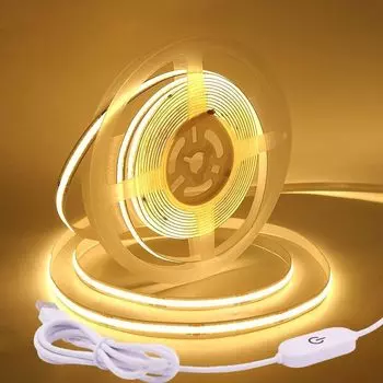 Супер яркая светодиодная лента DC 5V COB 320 светодиодов/м с сенсорным переключателем линейная лента COB для подсветки кухонного декора 0.5m