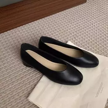 Super soft lambskin high heels women can step on heels shallow leather single shoes commuter work grandma shoes 35