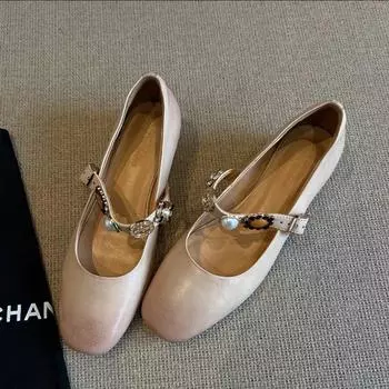Super soft lambskin~ retro single shoes women s thick heel new models are beautiful and not tired shoes medium heel Mary Jane shoes 35