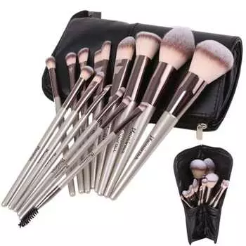 [Supervised by Makeup Advisor] Plaisiureux Nylon Makeup Brushes 14 Case Makeup Brush Set Cosmetic Pouch Makeup Pouch Foundation Brush Makeup Set Prese