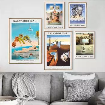 Сюрреализм Импрессионизм Сальвадор Дали Wall Art Холст Плакат Печать Абстрактная Ретро Живопись Картина Фреска Гостиная Домашний Декор 21x30cm No Framed