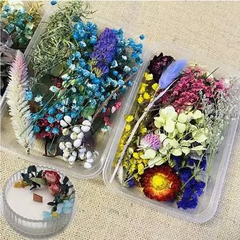 Сушеные цветы, 1 коробка, настоящая подвеска из смолы, эпоксидная смола, ремесленные украшения для искусства «сделай сам» 17*12*3.5cm разноцветный