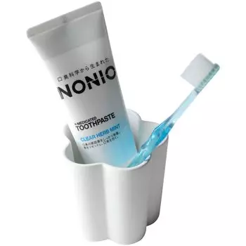 Suusera Toothbrush Holder Moisture Absorbent Toothbrush Stand Flower White Height Made in Japan Bathroom Bathroom Washroom (Size Approx. 8.7x8.7x