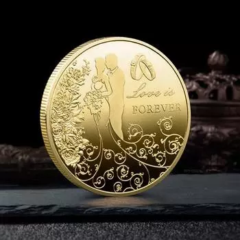 Сувенирная монета для пары, коллекционная монета с тиснением, долговечный свадебный сувенир с покрытием, монета для пары для подарка