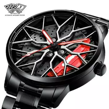 SVJ Wheel Watch Трехмерный полый дизайн Автомобильный суппорт Модифицированные мужские часы