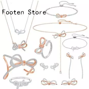 SWA Fashion Fine Jewelry Высококачественные изысканные ювелирные изделия с бантом Серия набор браслет серьги ожерелье кольцо женская коллекция