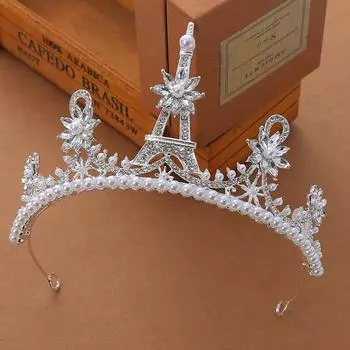 Свадебная корона из сплава, супер фея, хрустальная корона, повязка на голову на день рождения, легкая, роскошная, универсальная, Эйфелева, железная корона со стразами