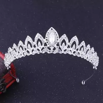 Свадебная корона Модные свадебные аксессуары Сплав Стразы Корона Ободок Свадебный головной убор Аксессуары для волос серебряный