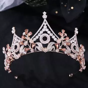 Свадебная тиара в стиле барокко, корона, лесной стиль, тиара со стразами, корона принцессы, свадебные аксессуары для волос