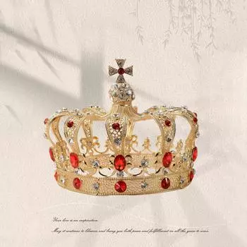 Свадебные украшения, негабаритная корона, королевская дворцовая корона, головной убор из сплава в стиле ретро, мужские аксессуары для волос для выпускного вечера