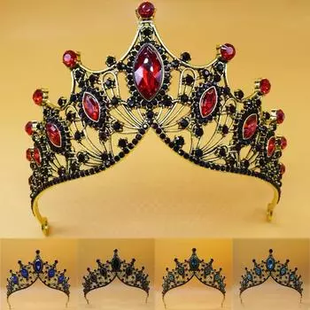 Свадебный барокко Винтаж большой корона головной убор корона сплав банкетный корона аксессуары для волос многоцветный