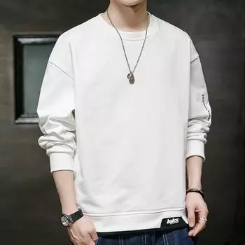 Sweater Men s Casual Wear with Spring and Autumn Korean Men s Top Bottoming Shirt Slim Round Neck Men. M
