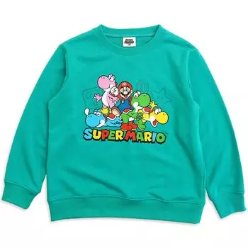Sweatshirt Super Mario Mario Luigi Yoshi Goods Long Sleeve Fleece [Fine Plus] бирюзовый