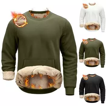 Sweatshirts For Men Unisex Long Sleeve Fleece Casual Fuzzy Crewneck Pullover Warm Winter M