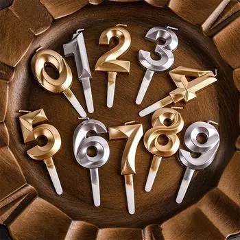Свечи для украшения торта с цифрами на день рождения 0 1 2 3 4 5 6 7 8 9, украшение на торт, свечи для торта золотого и серебряного цвета, товары для детских вечеринок