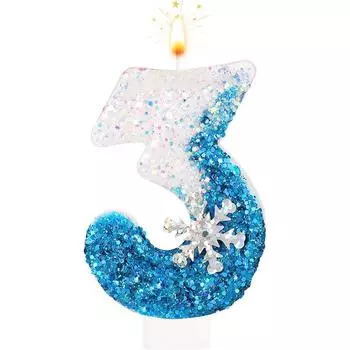 Свечи на день рождения Frozen с цифрами 0-9, блестящие синие снежинки, свечи для торта, детские, для девочек, на день рождения, украшения для торта, принадлежности