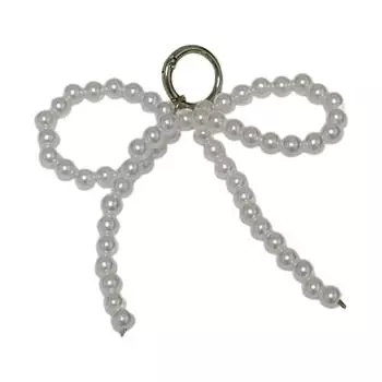 Sweet Cute Pearl Beaded Bowknot Charm Keychains Pendant Keyring Backpack Decoration Hanging Ornament for Women Girls белый