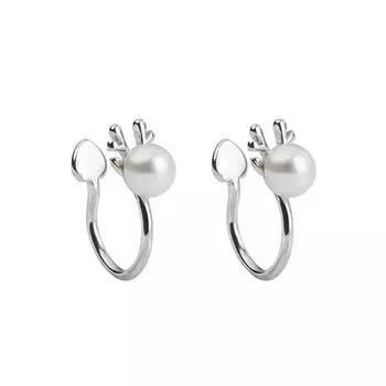 sweet earless pearl elk horn earrings earrings design sense personalized fashion Christmas gift