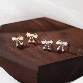 Sweet Opal Bow Earrings for Women Fresh and Girly Earrings with Heart