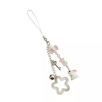 Sweet Star Rabbit Bead Phone Charm Straps Car Key Hangings Pendants Fashion Bag Decoration Lanyard Purse Accessories