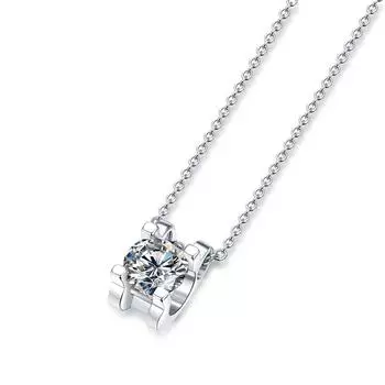 Sweetrain 1.0ct/2.0ct/3.0ct ожерелье с подвеской из муассанита для женщин S925 серебряное ожерелье с головой быка с бриллиантами свадебные украшения подарок 1CT белого золота