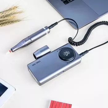 Сверлильный станок для ногтей, 35000 об/мин, автоматическая машина для полировки ногтей, акриловый гель, электрический лак для ногтей серый
