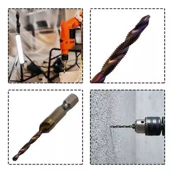 Сверло для метчика M3-M10 Сверла для метчика HSS Метчики Зенковки Набор для снятия заусенцев Метрическая комбинированная бита 1/4 дюйма Быстросменная шестигранная головка
