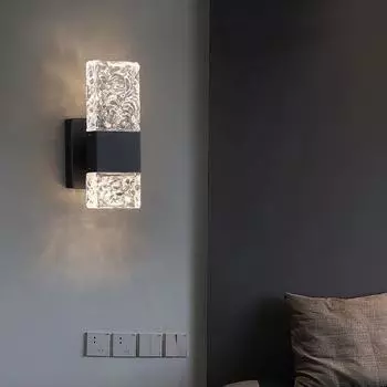 Светильник Light Luxury Led Crystal Wall Lamp, ночник для спальни, минималистский фон для телевизора, коридор, лестница, лампа для гостиной Trichromatic light
