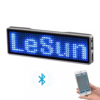 Светодиодная бирка с именем, перезаряжаемая Bluetooth, цифровая светодиодная эмблема, программируемая прокручивающаяся доска объявлений, мини-светодиодный дисплей yellow