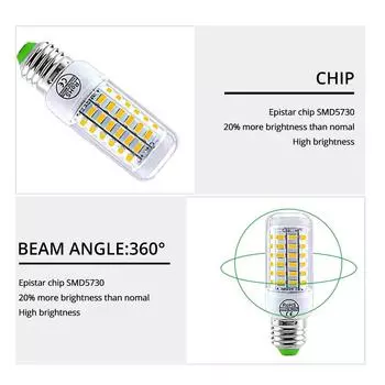 Светодиодная лампа E27 E14 LED SMD 5730 220 В кукурузные лампочки 24 36 56 72 светодиода Lamparas LED Chandelie Ampoule Led Light для украшения дома Warm White