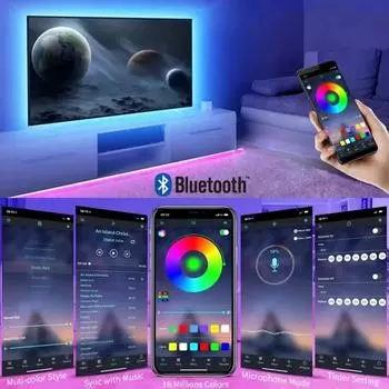 Светодиодная лента 5050 5 В USB RGB Bluetooth Smart App Control LED Спальня Светильники Диодная лента Музыка Синхронизация для вечеринки ПК ТВ Подсветка