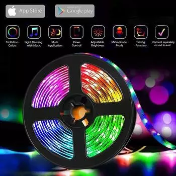 Светодиодная лента 5050 с дистанционным управлением, световая лента RGB, подходит для семейных встреч. Светодиодная лента 0,5-30 м. 0.5M разноцветный