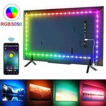 Светодиодная лента 5 В USB Bluetooth RGB с волшебными цветами, самоклеящаяся, технология 5050/2835. 0.5m 9 LEDs non-waterproof